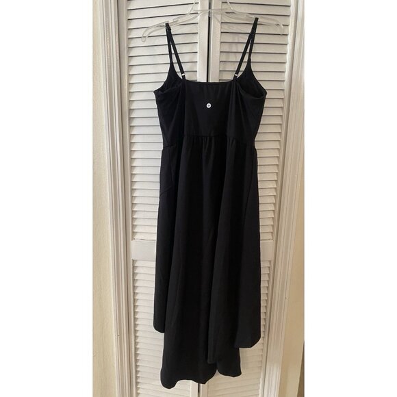 Halara Breezeful Spaghetti Strap Dress Womens Black Built in Bra Dry Hi Low Sz L - Picture 2 of 8